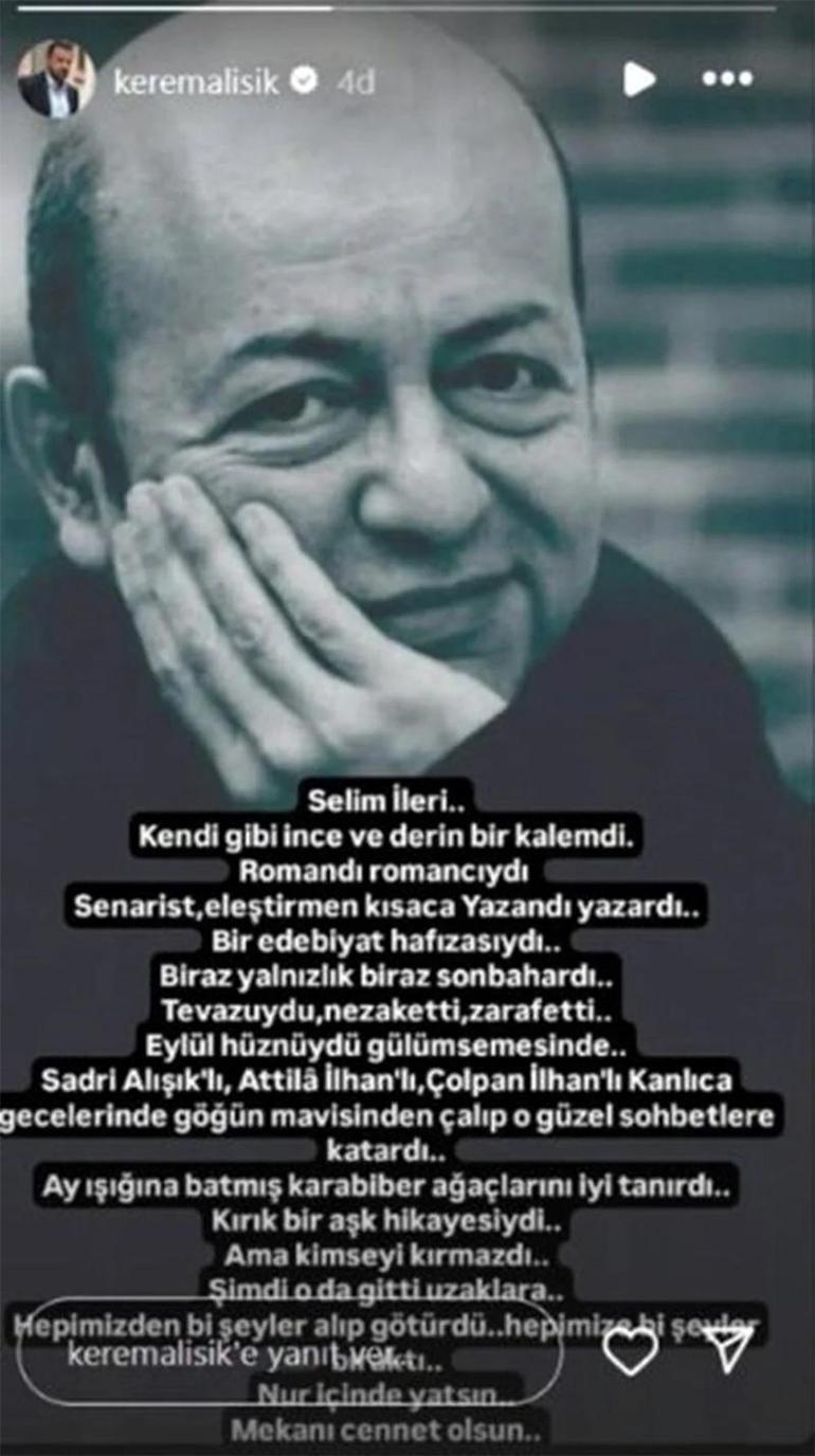 Yazar Selim İleri hayatını kaybetti Sanat dünyasından veda mesajları yağdı