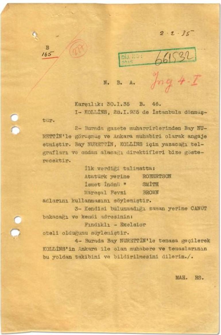 MİT, 90 yıl önceki istihbarat belgesini yayımladı: Atatürk yerine Robertson, İsmet İnönü yerine Smith