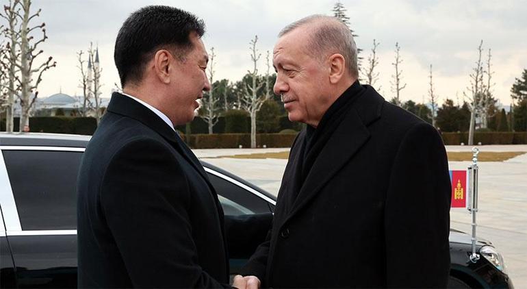 Moğolistan Cumhurbaşkanı Ankarada Erdoğan resmi törenle karşıladı