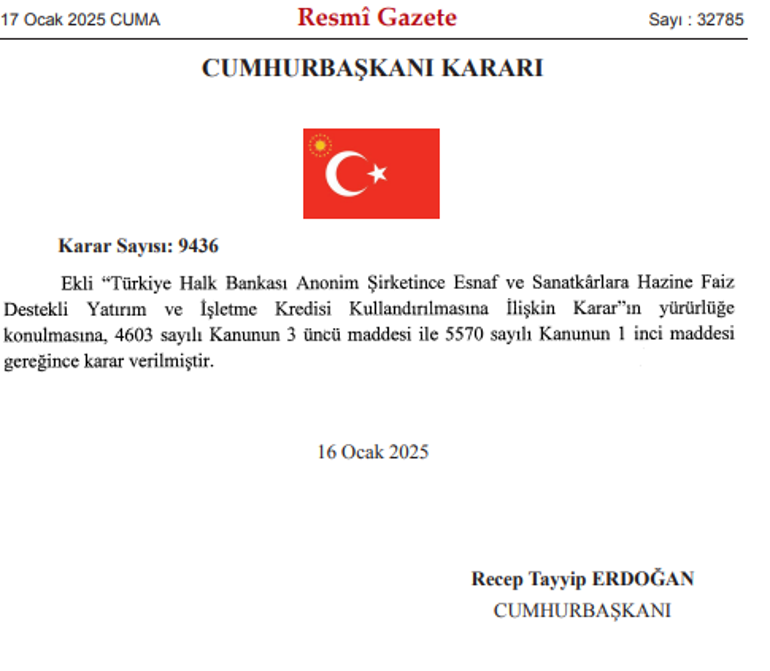 Karar Resmi Gazetede yayımlandı Kamu bankası uygun koşullarda kredi verecek