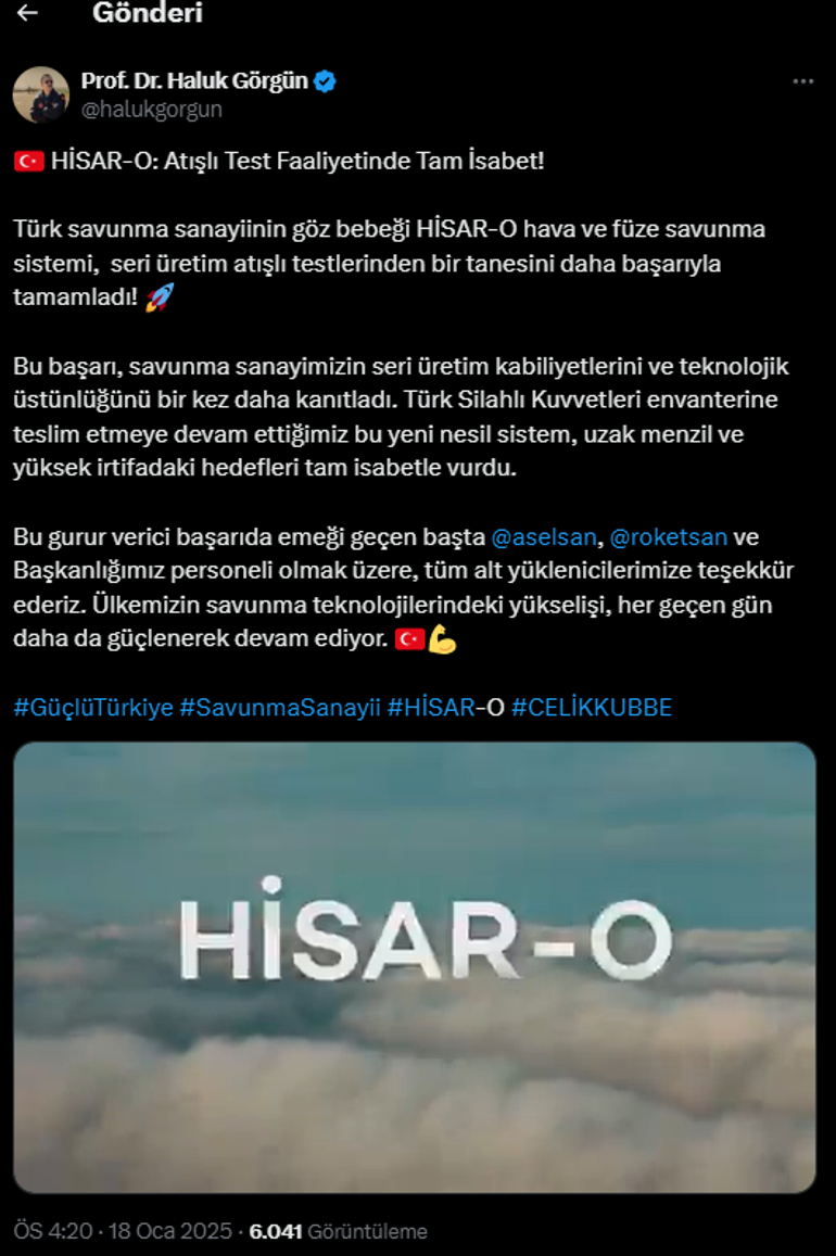 HİSAR-O hedefi tam isabetle vurdu Nefes kesen görüntüler paylaşıldı