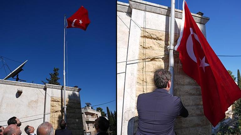 Suriyede tarihi an Türk bayrağı göndere çekildi