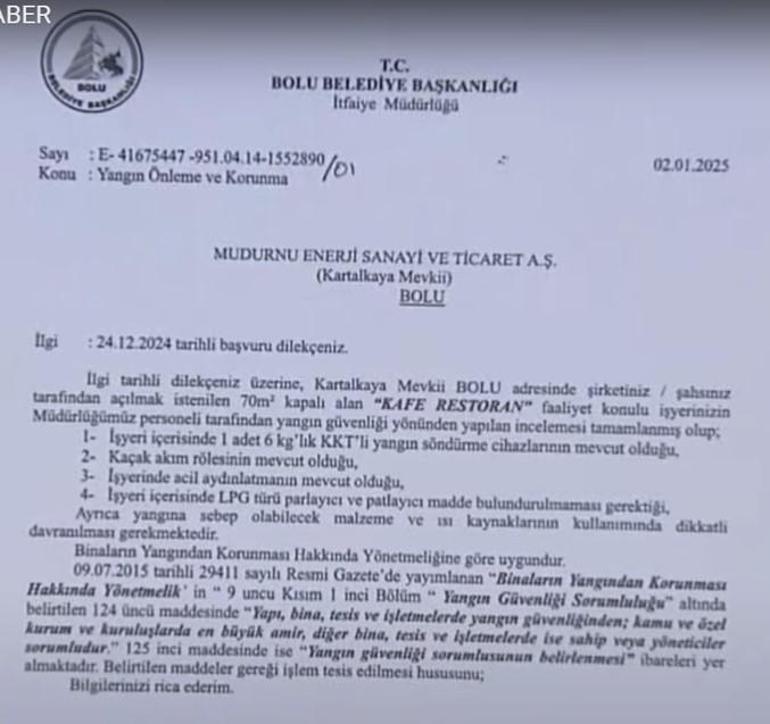 Son dakika: Bolu İtfaiyesi 19 gün önce yanan otelin restoranını denetlemiş İşte o rapor