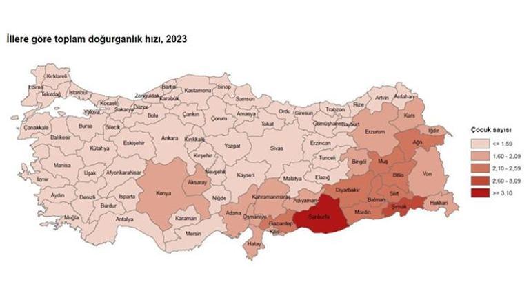 TÜİK paylaştı İşte doğurganlık hızının en yüksek ve en düşük oldu iller...