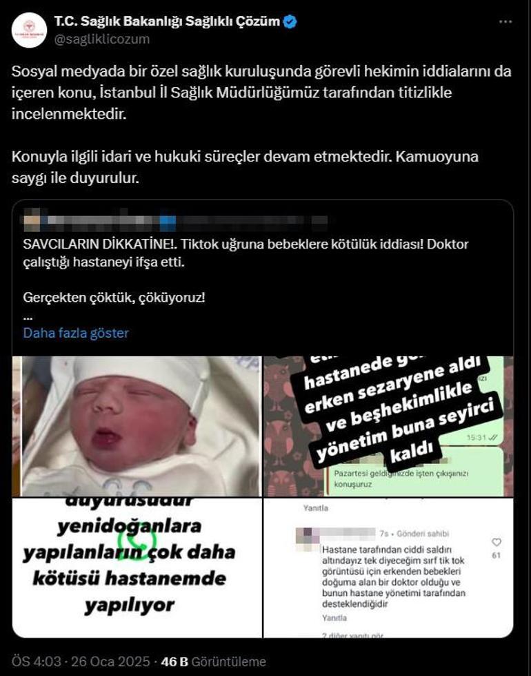 Sağlık Bakanlığı o doktorun iddiaları ile ilgili soruşturma başlattı