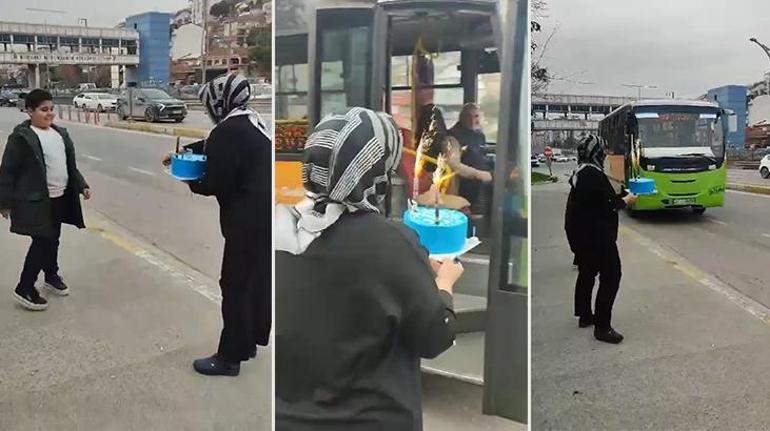 Kocaelide otobüs şoförüne sürpriz Eşi ve çocuğu durakta bekledi sıcak görüntüler ortaya çıktı