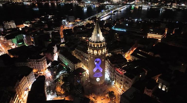 Galata Kulesi farkındalık için lila rengine büründü İşte sebebi...