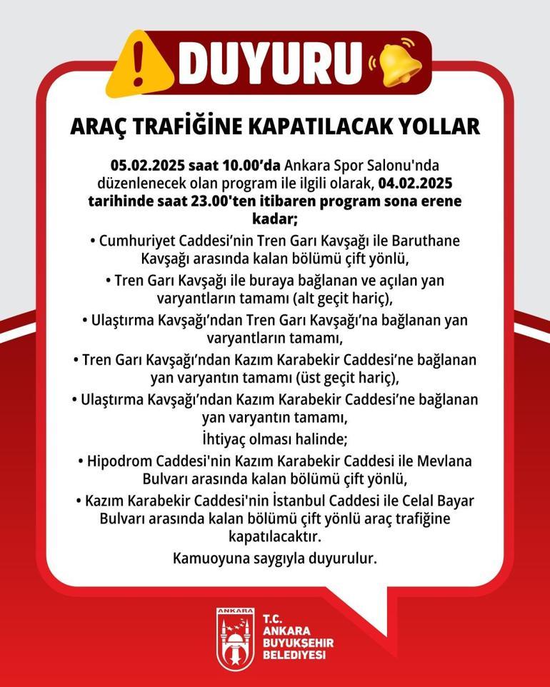 ABBden açıklama geldi Bu yollar trafiğe kapatılacak