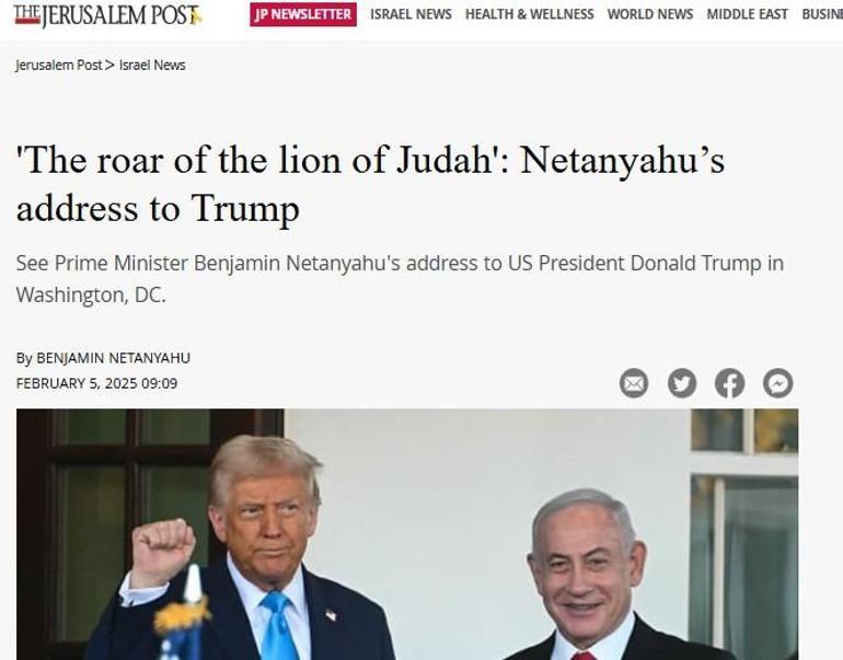 Netanyahu Trumpa övgüler yağdırdı Yahuda aslanının kükremesi