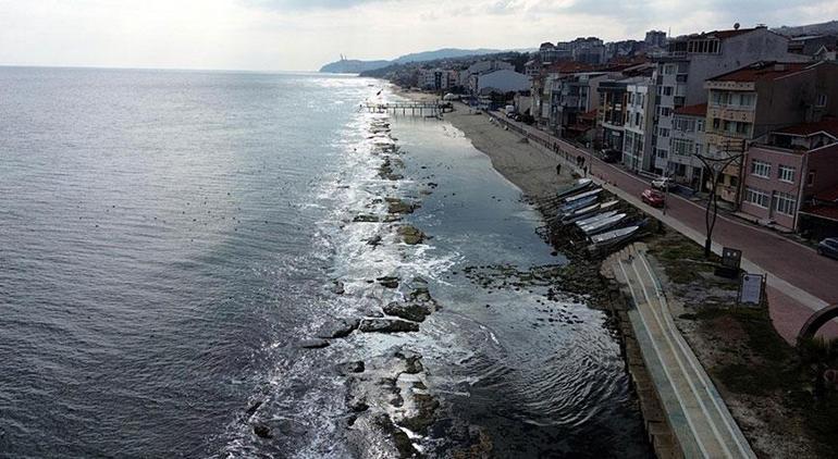 Tekirdağda suların çekilmesi ile ortaya çıktı Tarihi Kral Yolu böyle görüntülendi