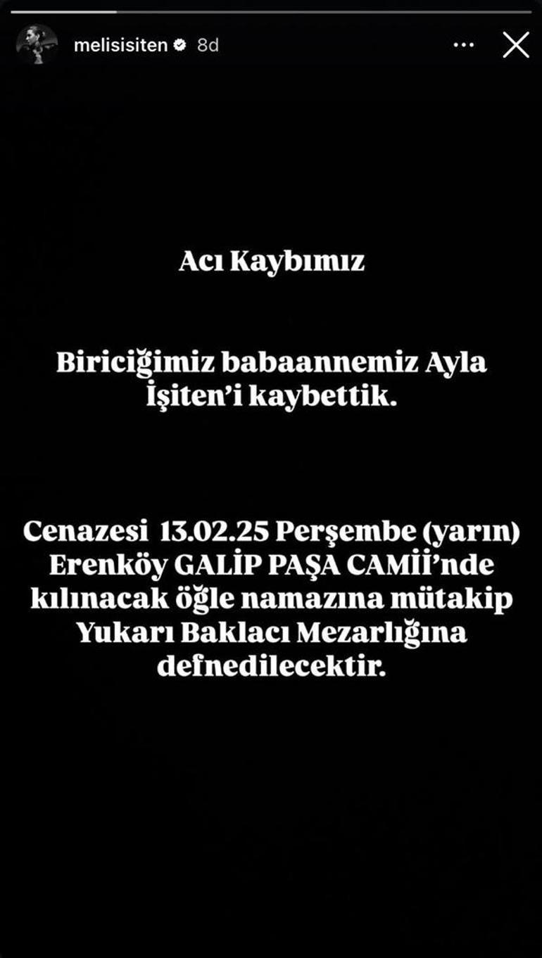 Melis İşitenin acı günü Instagram hesabından paylaşarak duyurdu