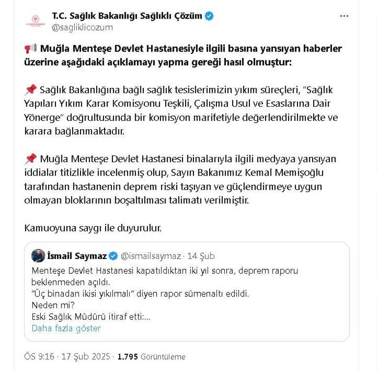 Sağlık Bakanlığından açıklama: Yıkımlar usul ve esaslara göre yapılmaktadır