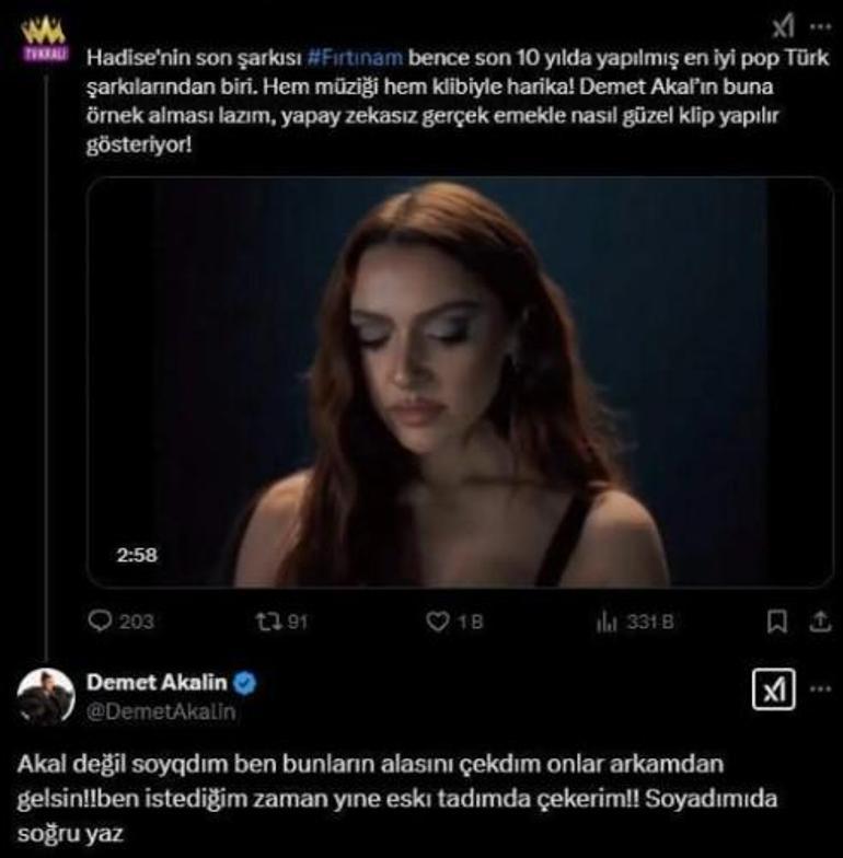 Demet Akalın, Hadise ile kıyaslanmasına sert çıktı Ben bunların alasını çektim