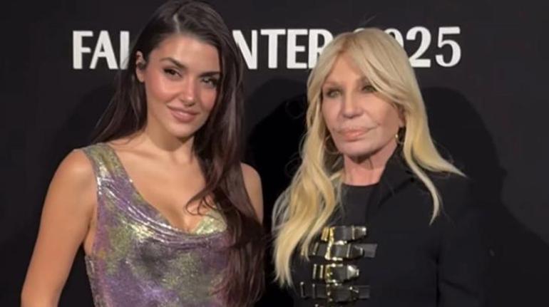 Milanoyu salladı Hande Erçel ve Donatella Versace aynı karede