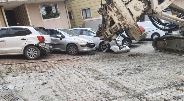 İstanbulda fore kazık makinesini çeken halat koptu Yaralılar var