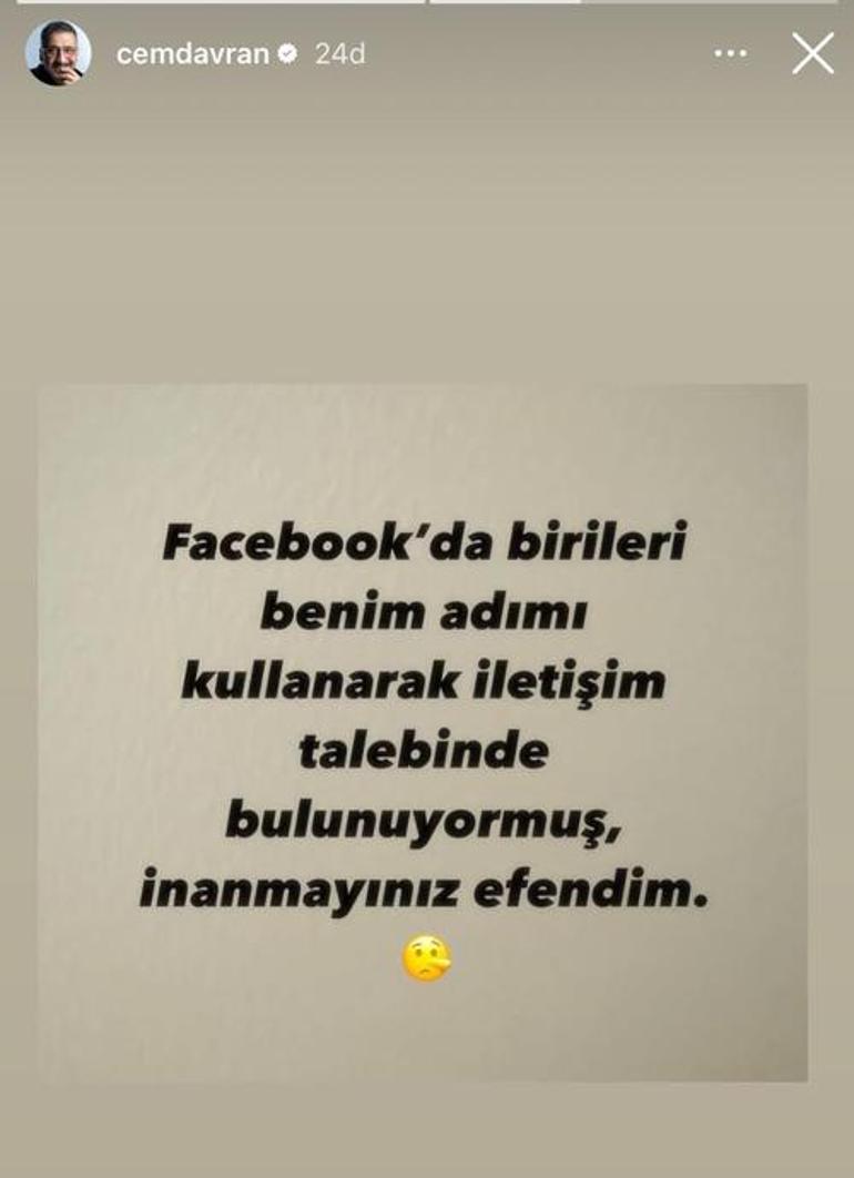 Cem Davran, Instagramdan paylaştı takipçilerini uyardı İnanmayınız