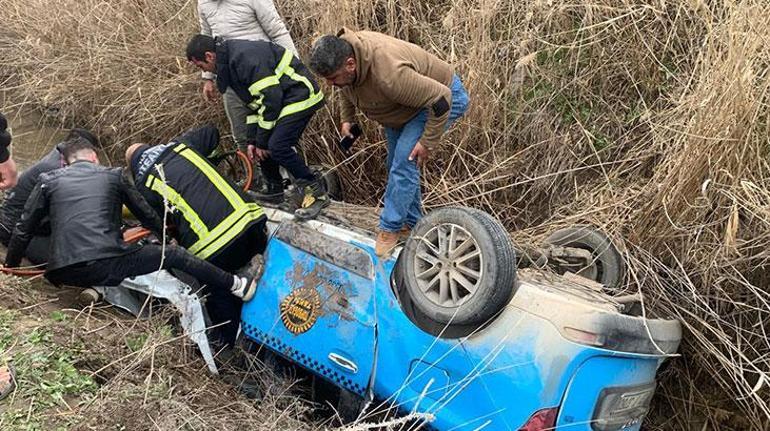 Sulama kanalına devrilen taksinin sürücüsü hayatını kaybetti