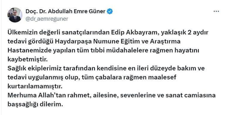 SON DAKİKA Edip Akbayram hayatını kaybetti 4 Ocak’tan bu yana tedavi görüyordu