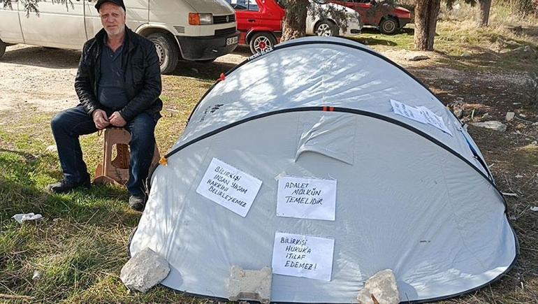 Adliye önünde kira kararına çadırlı protesto ‘Ödeyemem, açlık grevine başlıyorum’