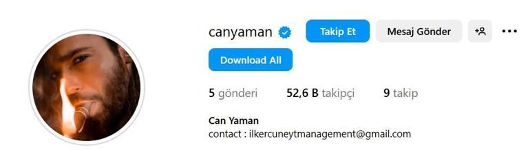 11 milyonluk hesabını kapatmıştı Can Yaman Instagrama geri döndü