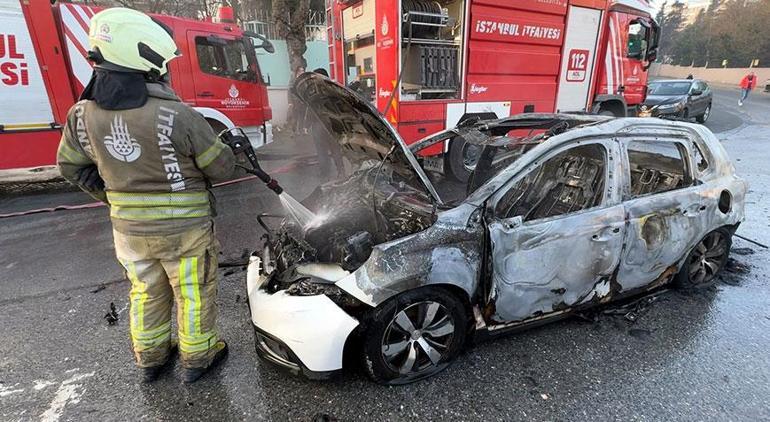 Avcılarda dehşet anları Alev alan otomobil 7 araca çarptı