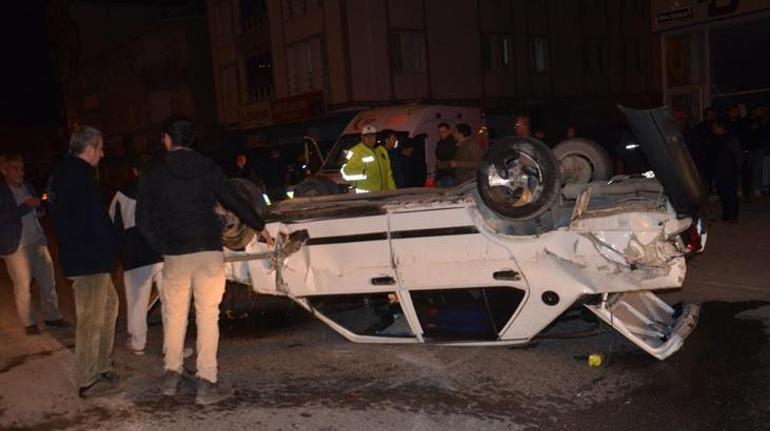 Samsunda feci kaza Takla atan otomobilden sağ çıktı