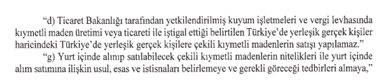 Kesme altın satışına yeni düzenleme Karar Resmi Gazetede yayımlandı