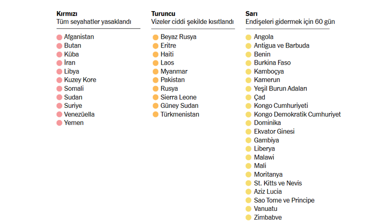 Trumpın 43 ülkelik seyahat yasağı listesi sızdırıldı