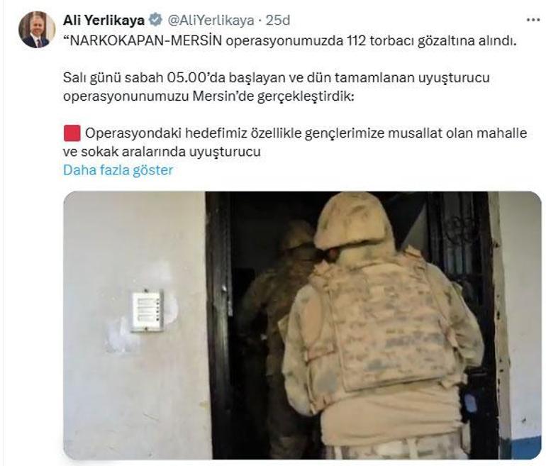 Bakan Yerlikaya açıkladı: ‘Narkokapan-Mersin’ operasyonunda 84 şüpheli tutuklandı