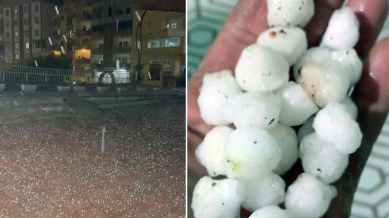Bir anda misket büyüklüğünden dolu yağdı Sürücüler zor anlar yaşadı
