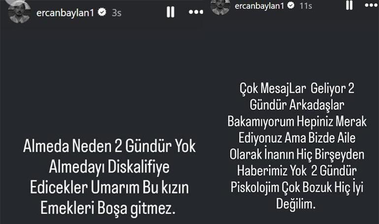 Almeda Baylan diskalifiye mi oldu Eşi Ercan Baylan Instagramdan açıkladı