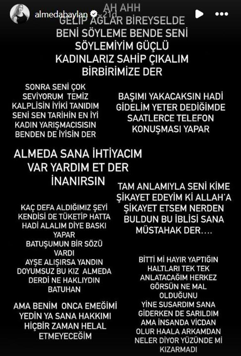 Survivordan diskalifiye olan Almeda Baylandan ilk paylaşım Batuhan Karacakaya olayının perde arkasını anlattı