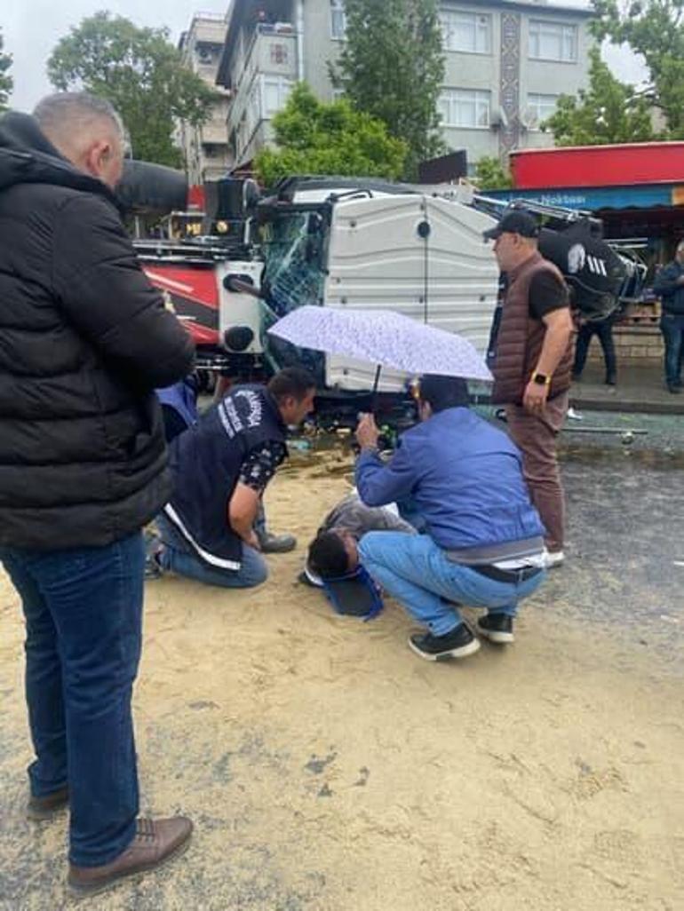 Bayrampaşada iş makinesi ortalığı savaş alanına çevirdi 2 yaralı