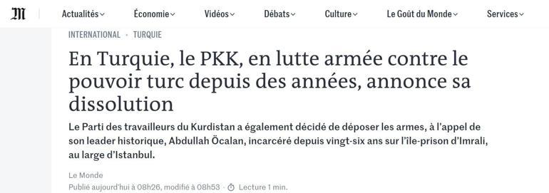 PKKnın fesih kararı dünya basınında son dakika: 40 yıllık kardeş kavgası sona eriyor