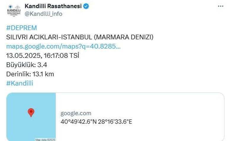 Son dakika... Silivri açıklarında deprem