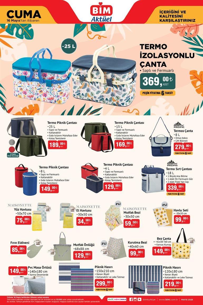 16 MAYIS CUMA BİM AKTÜEL İNDİRİMLERİ 📌 BİM 16 Mayıs Cuma aktüel kataloğunda bu hafta hangi ürünler satışa çıkacak Tavan Vantilatörü, Ayaklı Vantilatör, Semaver, Çelik Termos, Gölgelikli Salıncak...
