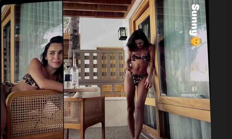 Hafsanur Sancaktutan sezonu açtı Bikinili paylaşım geldi fit vücudu dikkat çekti