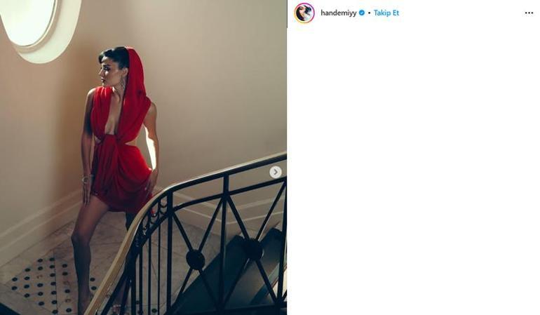 Hande Erçeli daha önce böyle görmediniz Bu kez kırmızılar içerisinde, ortalığı yaktı geçti