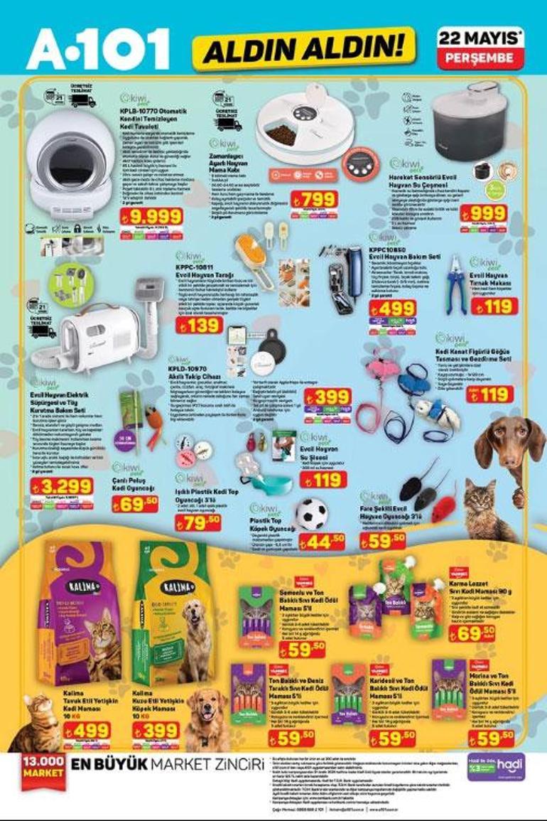 A101 AKTÜEL İNDİRİMLERİ 22 MAYIS A101 Aldın Aldın 22 Mayıs aktüel kataloğunda bu hafta hangi ürünler satışa çıkacak Mama Kabı, Su Çeşmesi, Evcil Hayvan Elektrik Süpürges ve Tüy Kurutma Bakım Seti, Cam Su Isıtıcı, Şarjlı Su Pompası...