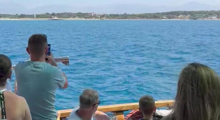 Side açıklarında görüntülendi Turistler büyük heyecan yaşadı