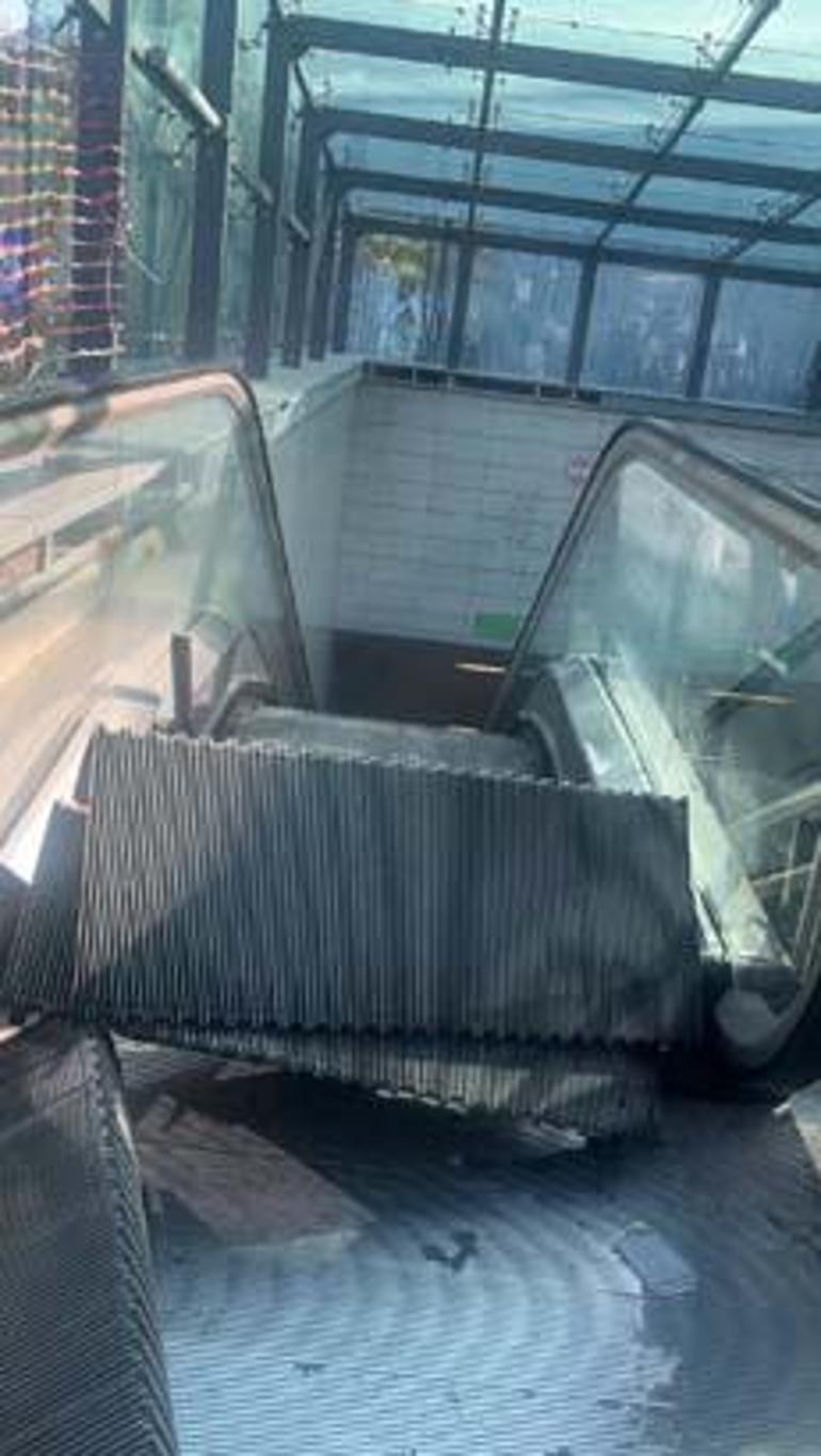 İstanbulda metro istasyonunda yürüyen merdiven kırıldı Vatandaşlar panik yaşadı