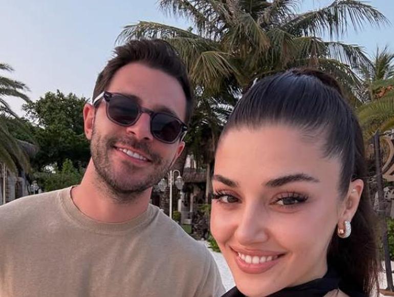 Hande Erçelden sevgilisi Hakan Sabancı ile yeni kare Siyah kombini dikkat çekti
