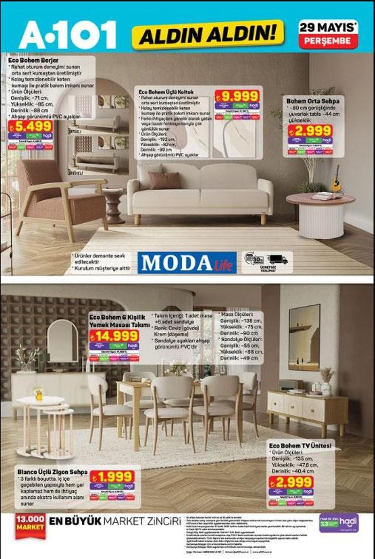 29 MAYIS A101 AKTÜEL KATALOĞU A101 Aldın Aldın 29 Mayıs Perşembe aktüel kataloğunda bu hafta hangi ürünler var TV, 26 Jant Bisiklet, Termosifon, 125 cc Benzinli Motosiklet...