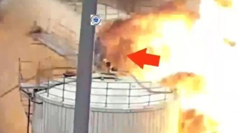 Alev topundan kaçış anları şoke etti Çinde kimya fabrikasında patlama
