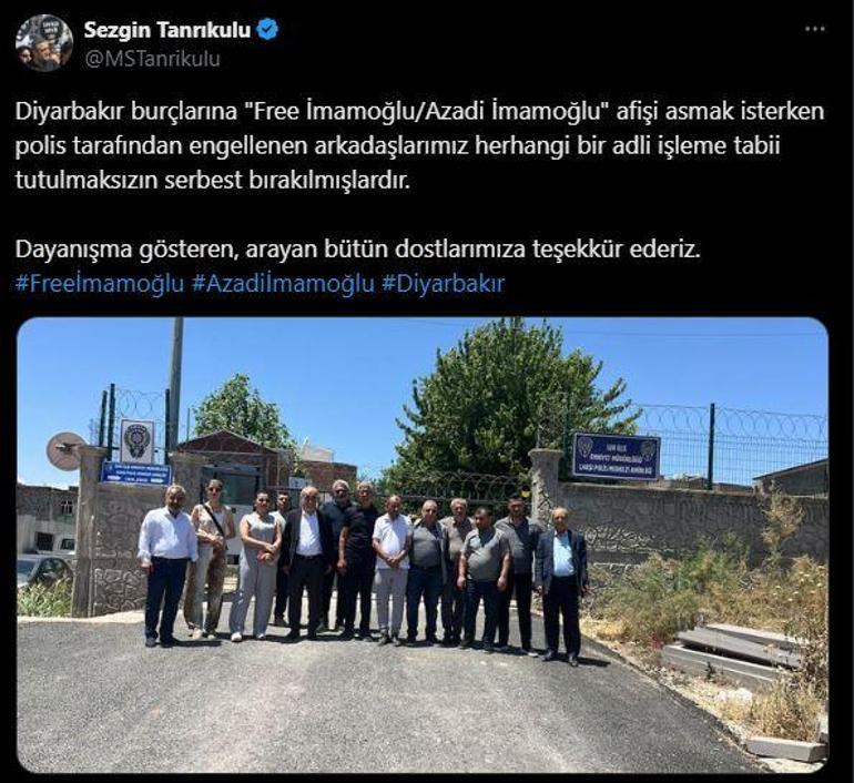 Diyarbakırda surlara asılan İmamoğlu pankartlarına polis müdahalesi