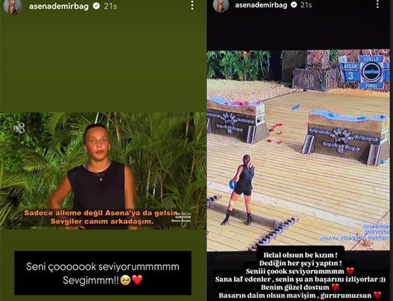 Survivorda Aycan - Sevgi düellosu Asena Demirbağ destek verdiği yarışmacıya mesaj yağdırdı