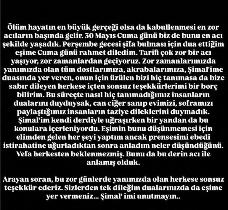 Şimalin eşi Necati Arıcı sitem etti Vefa herkesten beklenmezmiş