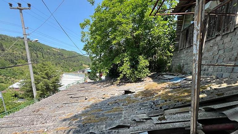 Garaj çatısına çıkan kurbanlık boğa, otomobilin üzerine düştü