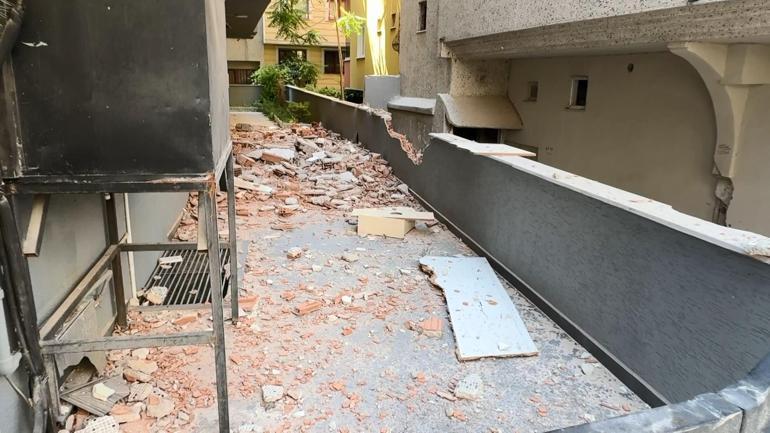 Röportaj sırasında facianın eşiğinden dönüldü: Binadan beton blok düştü
