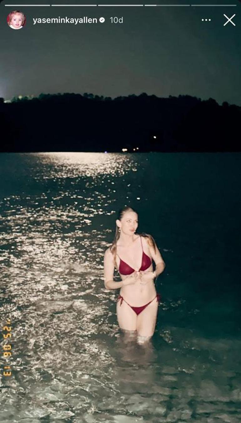 Yasemin Kay Allendan bikinili poz Gece denize girdi